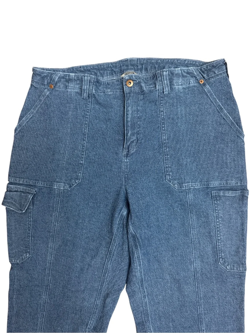 Duluth Trading Women’s Relaxed Fit Blue Denim Cargo Pants